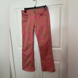 Lilly Pulitzer Palm Beach‎ Fit Pink & Brown
Feather Pattern Pants 2 Straightleg